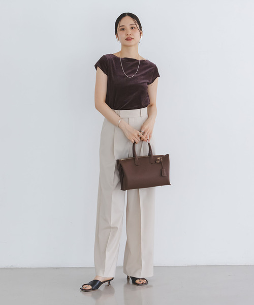 シアーベロアキャップスリーブTee　NOBLE　ノーブル シアーベロアキャップスリーブTee（Tシャツ／カットソー