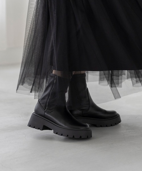 welleg（ウェレッグ） ショート ブーツ 厚底 ストレッチ ショート