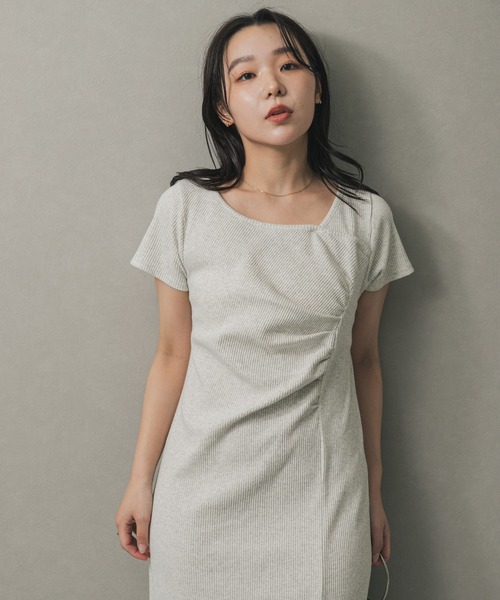 SENSE OF PLACE by URBAN RESEARCH ワンピース 半袖 アシメネックリブ