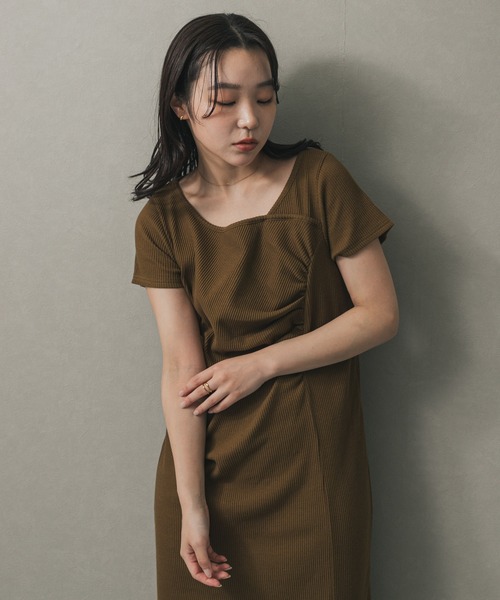SENSE OF PLACE by URBAN RESEARCH ワンピース アシメネックリブ