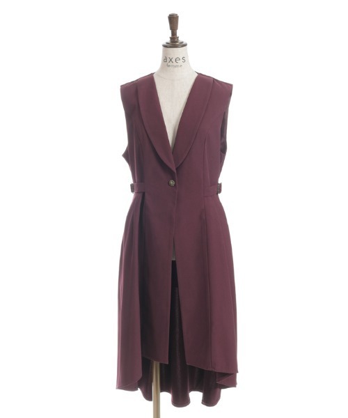 axes femme ベスト ジレ フィッシュテールロングジレ レディース