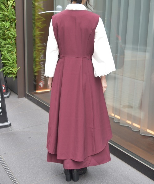 axes femme ベスト ジレ フィッシュテールロングジレ レディース