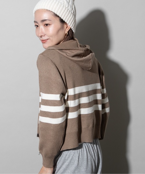 パーカー フードボーダー ジップニット レディース : ZOZOTOWN Yahoo