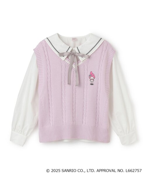 【新品タグ付】メゾピアノジュニア マイメロ ニットベスト ブラウス セット M mezzo piano Junior（メゾピアノ ジュニア） アンサンブル 「マイ