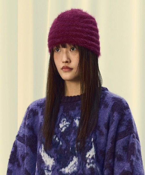 ETRO 新品タグ付き ペガサス刺繍 ニットキャップ パープル フード刺繍ニットキャップ[品番：PNYW0004322]｜PUNYUS （プニュズ