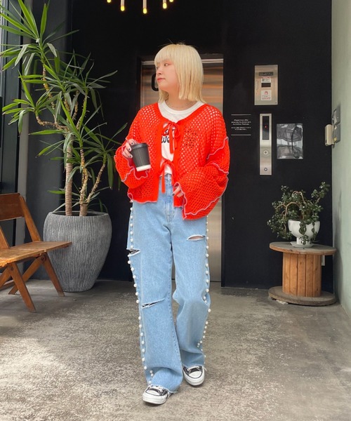 「HELLO.SANFRANCISCO」 ニットカーディガン FREE ピンク レディース_画像3