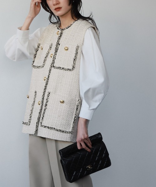 「ELFRANK」 ベスト FREE オフホワイト レディース_画像3