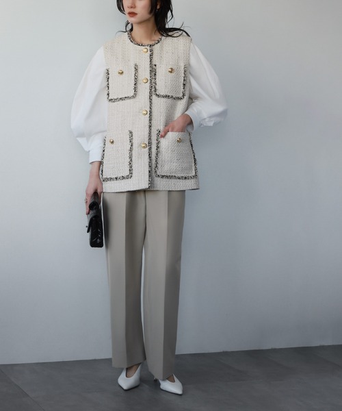 「ELFRANK」 ベスト FREE オフホワイト レディース_画像4