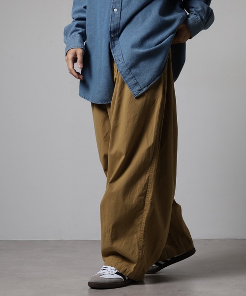brown 　ワンウォッシュサイズ1　サーカスパンツ OMNES（オムネス） パンツ ウォッシュ加工＆ノーマル加工 ダンプ