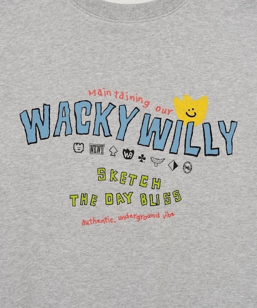 トレーナー スウェット WACKY WILLY TYPO SWEATSHIRT メンズ トレーナー スウェット WACKY WILLY TYPO SWEATSHIRT メンズ