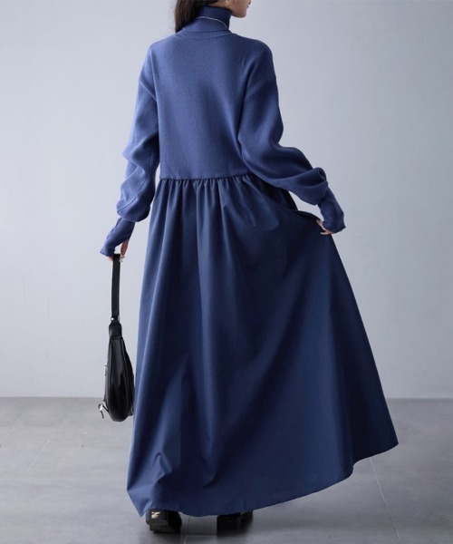 ワンピース ギャザー入りハイネックAラインワンピース : ZOZOTOWN