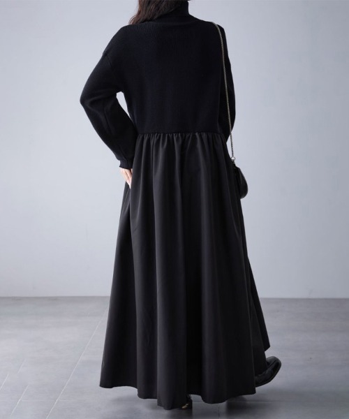 ワンピース ギャザー入りハイネックAラインワンピース : ZOZOTOWN