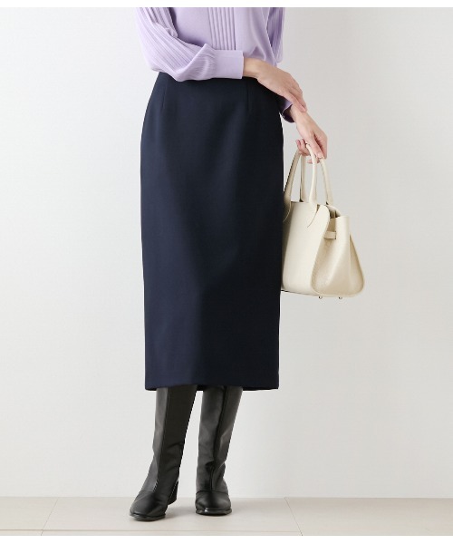 ニューヨーカー（NEWYORKER）/【ストレッチ】ウールブレンドダブルクロス ロングタイトスカート NEWYORKER（ニューヨーカー） スカート 「ストレッチ」ウールブレンド