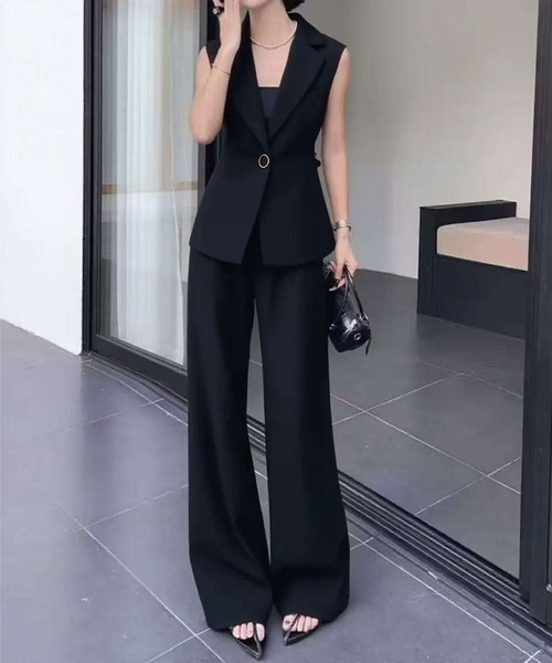 aimoha（アイモハ） セットアップ ロングジレ＋ワイドパンツ