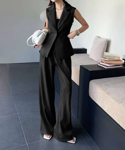 aimoha（アイモハ） セットアップ ロングジレ＋ワイドパンツ