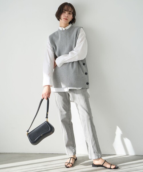 「UNFILO」 ニットベスト SMALL ネイビー レディース_画像3