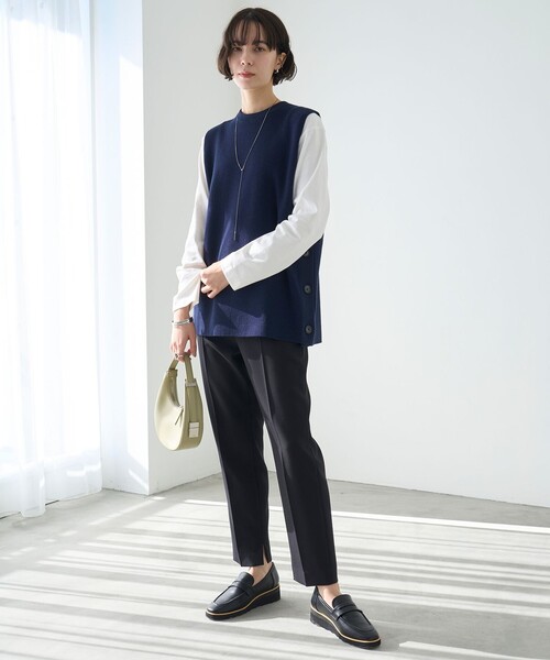 「UNFILO」 ニットベスト SMALL ネイビー レディース_画像4