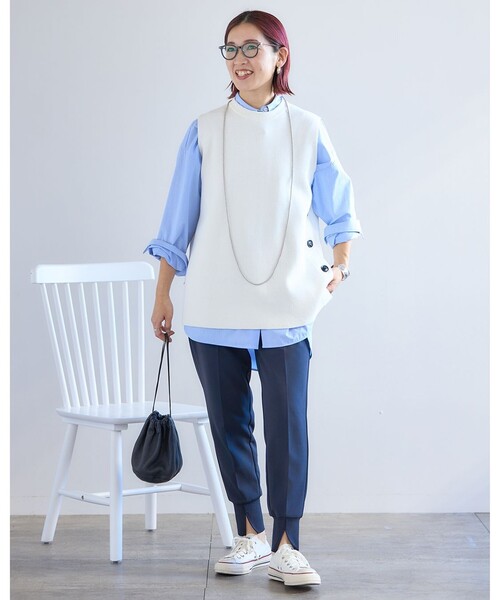 「UNFILO」 ニットベスト SMALL ネイビー レディース_画像5