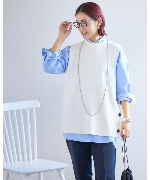 「UNFILO」 ニットベスト SMALL ネイビー レディース_画像6