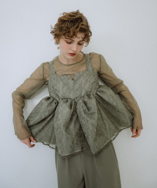 et.UNiVER パンツドレス Sheer Peplum Overlay Top＆Pants : ZOZOTOWN