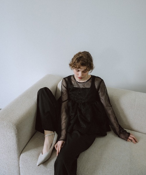et.UNiVER パンツドレス Sheer Peplum Overlay Top＆Pants : ZOZOTOWN