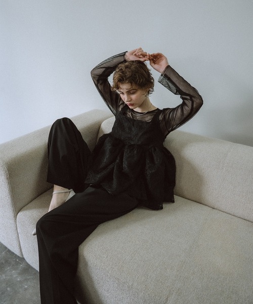 et.UNiVER パンツドレス Sheer Peplum Overlay Top＆Pants : ZOZOTOWN