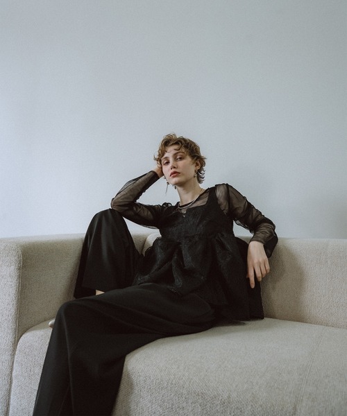 et.UNiVER Sheer Peplum Overlay Top＆Pants et.UNiVER パンツドレス Sheer Peplum Overlay Top＆Pants : ZOZOTOWN