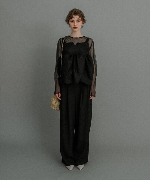 【kura】et.UNiVER Sheer Peplum Overlay et.UNiVER パンツドレス Sheer Peplum Overlay Top＆Pants : ZOZOTOWN