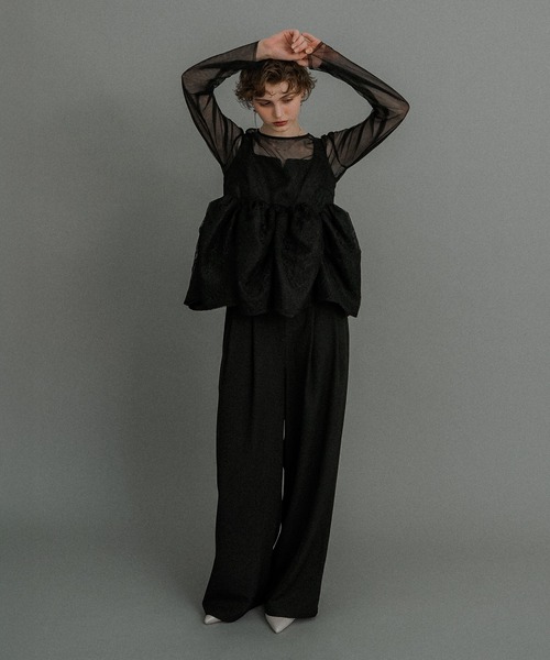 et.UNiVER パンツドレス Sheer Peplum Overlay Top＆Pants : ZOZOTOWN