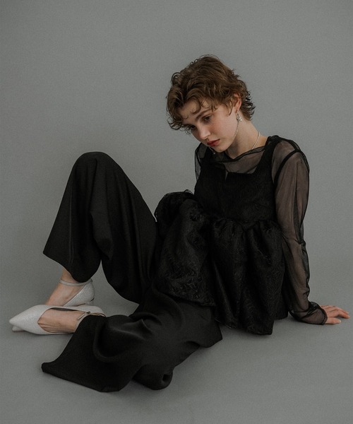 et.UNiVER パンツドレス Sheer Peplum Overlay Top＆Pants : ZOZOTOWN