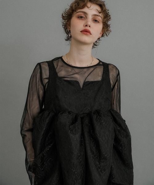et.UNiVER パンツドレス Sheer Peplum Overlay Top＆Pants : ZOZOTOWN