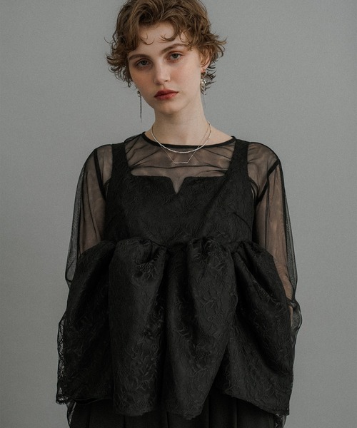 et.UNiVER Sheer Peplum Overlay Top＆Pants et.UNiVER パンツドレス Sheer Peplum Overlay Top＆Pants : ZOZOTOWN