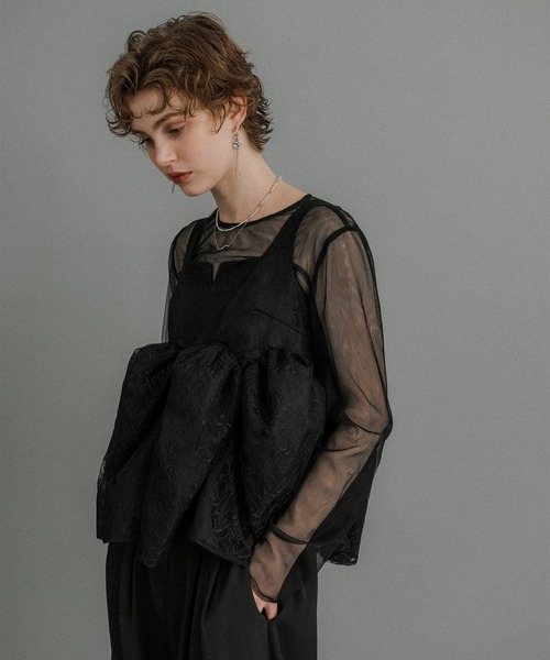 et.UNiVER Sheer Peplum Overlay Top＆Pants et.UNiVER パンツドレス Sheer Peplum Overlay Top＆Pants : ZOZOTOWN