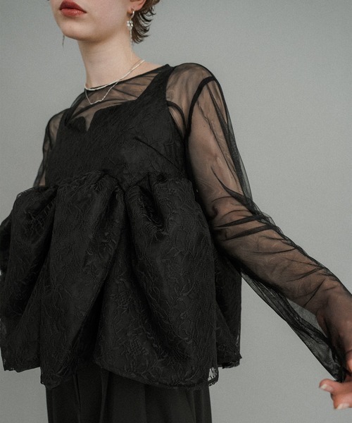 【kura】et.UNiVER Sheer Peplum Overlay et.UNiVER パンツドレス Sheer Peplum Overlay Top＆Pants : ZOZOTOWN