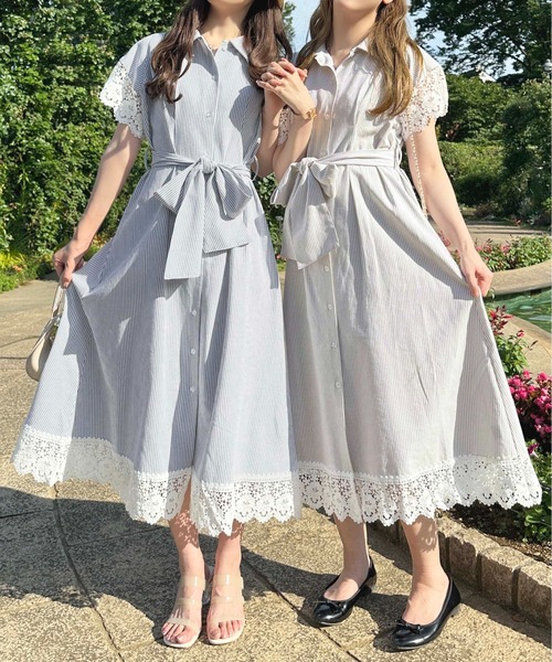 「apres jour」 半袖ワンピース MEDIUM グレイッシュベージュ レディース_画像9