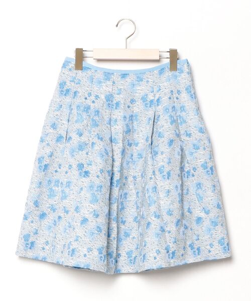 M'S GRACY（エムズグレイシー） 花柄プリーツスカート 40 ブルー
