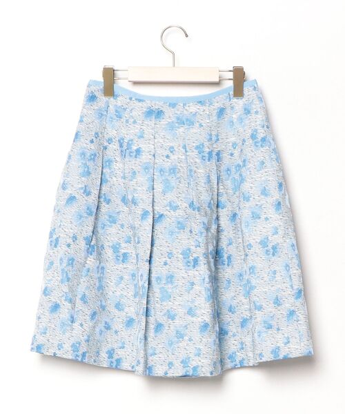 M'S GRACY（エムズグレイシー） 花柄プリーツスカート 40 ブルー