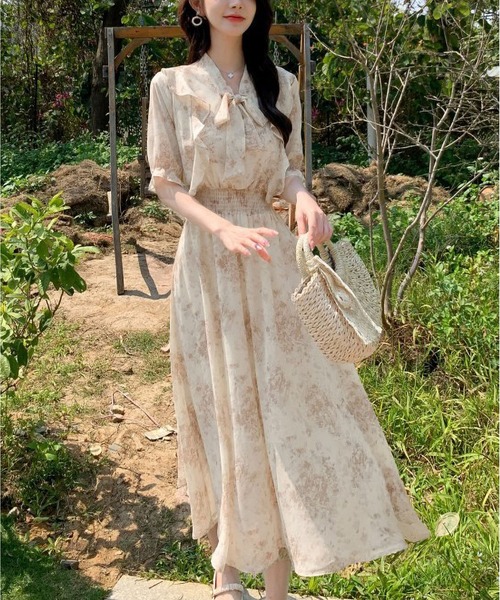 「BLANC FICELLE」 半袖ワンピース M アイボリー レディース_画像5