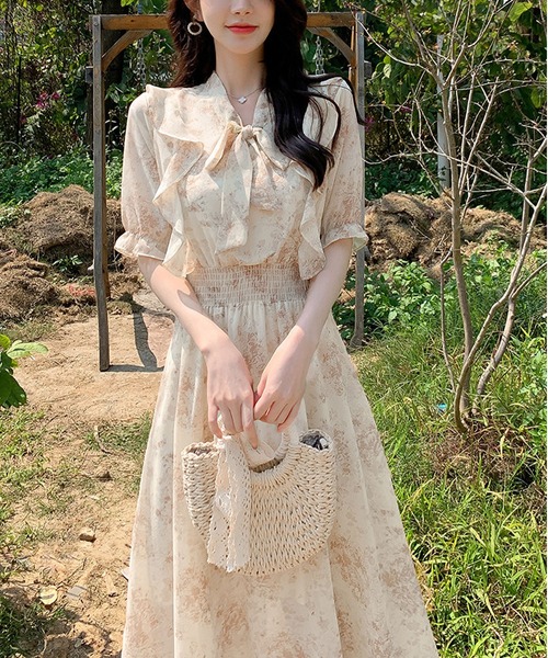 「BLANC FICELLE」 半袖ワンピース M アイボリー レディース_画像7