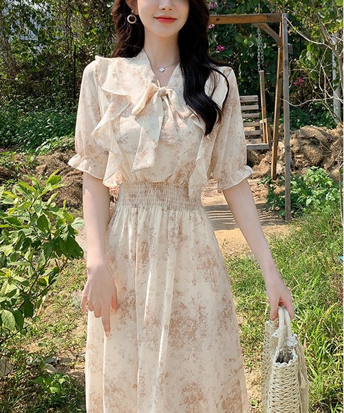「BLANC FICELLE」 半袖ワンピース M アイボリー レディース_画像8