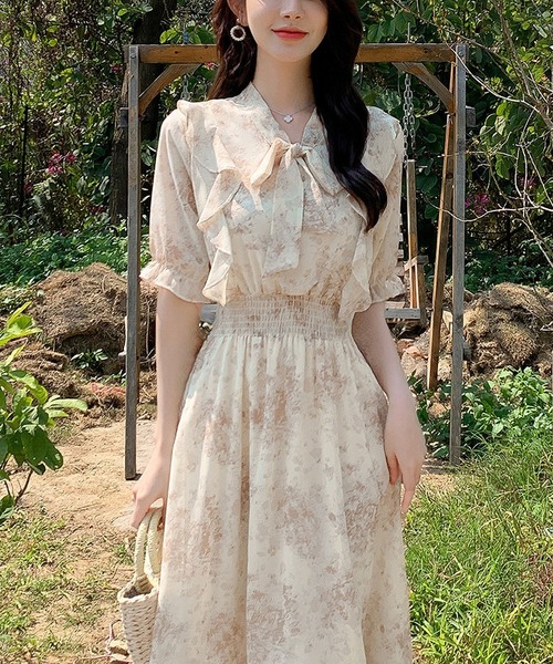 「BLANC FICELLE」 半袖ワンピース M アイボリー レディース_画像9