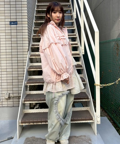 ジャケット・アウター Candy Stripper FRILL LACY JERSEY BLOUSON Candy Stripper（キャンディーストリッパー） ブルゾン アウター FRILL
