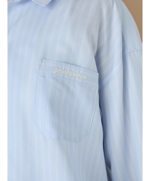新品未使用 GELATO PIQUE ルームウェア ストライプ ジェラートピケ gelato pique ストライプシャツ （IVR
