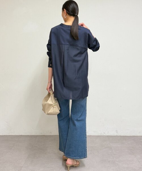 loungedress ネイビーブラウス　FREE Loungedress（ラウンジドレス） ブラウス シャツ バイヤスロング