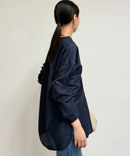 loungedress ネイビーブラウス　FREE Loungedress（ラウンジドレス） ブラウス シャツ バイヤスロング