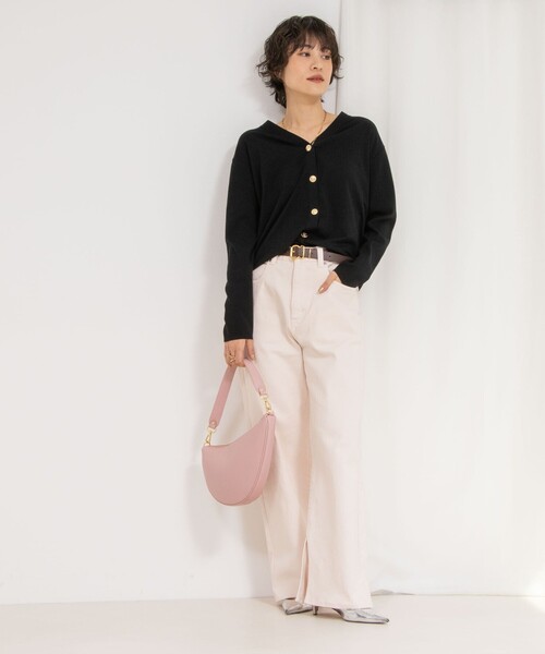 「Rie Miller」 ニットカーディガン 38 ベージュ レディース_画像2