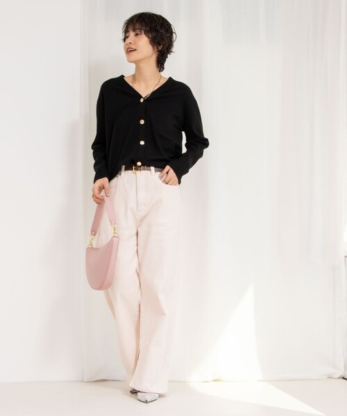 「Rie Miller」 ニットカーディガン 38 ベージュ レディース_画像3