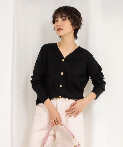 「Rie Miller」 ニットカーディガン 38 ベージュ レディース_画像6