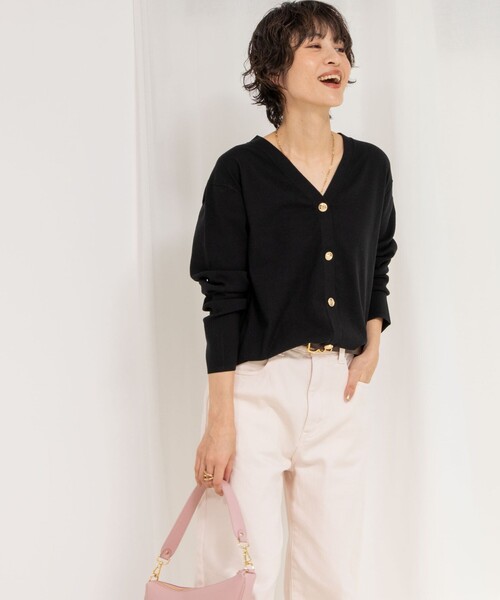 「Rie Miller」 ニットカーディガン 38 ベージュ レディース_画像8