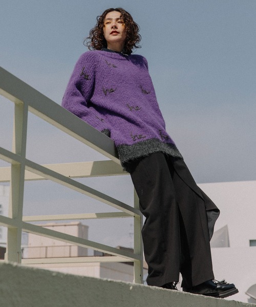 「MARECHAL TERRE」 長袖ニット MEDIUM パープル レディース_画像7